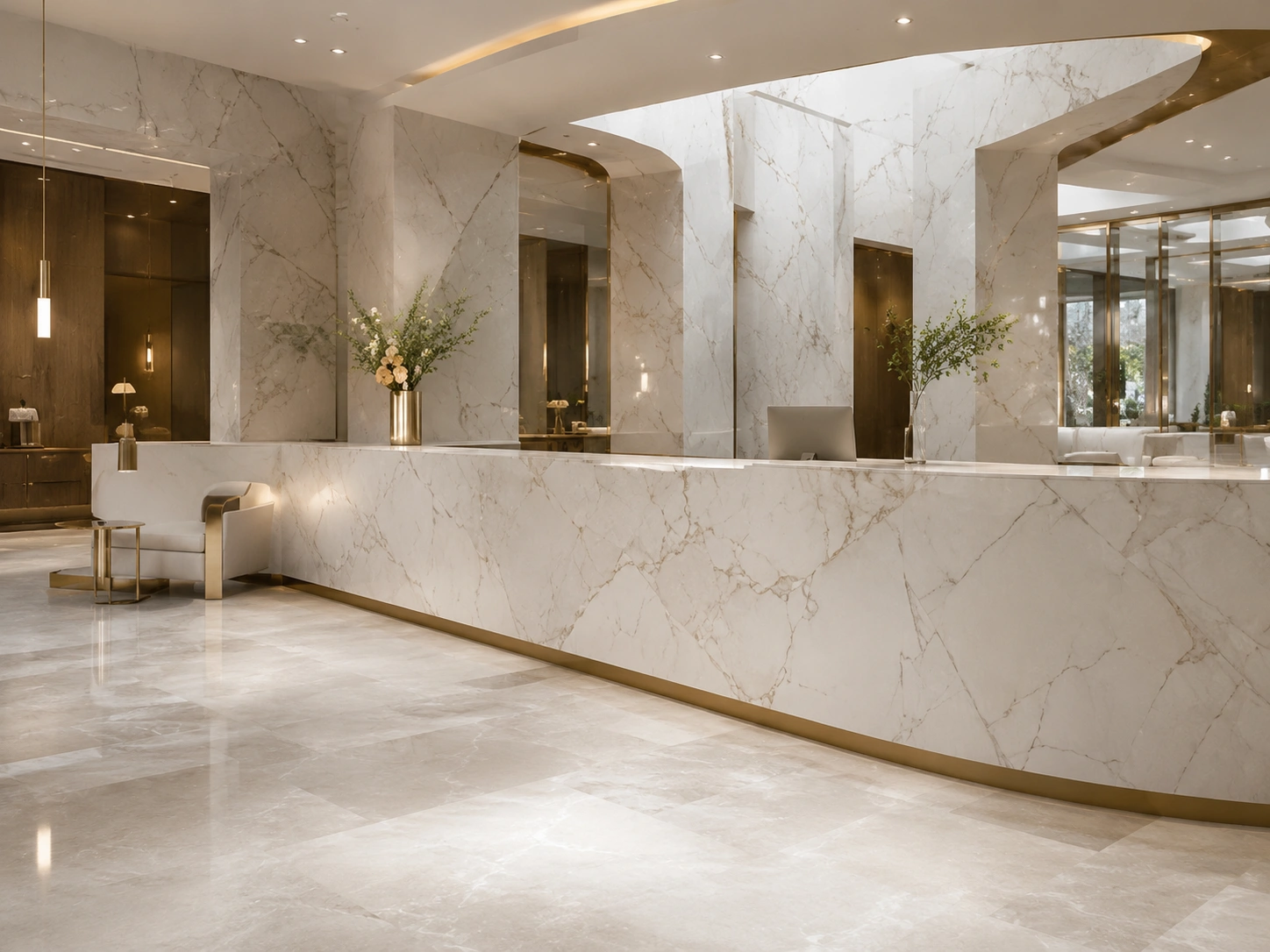 blossom quartz project buyer stone reception space